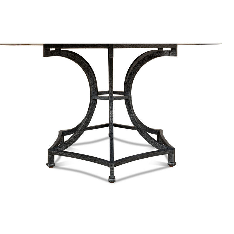 Gracie Oaks Extendable Round Solid Wood Top Metal Base Dining Table